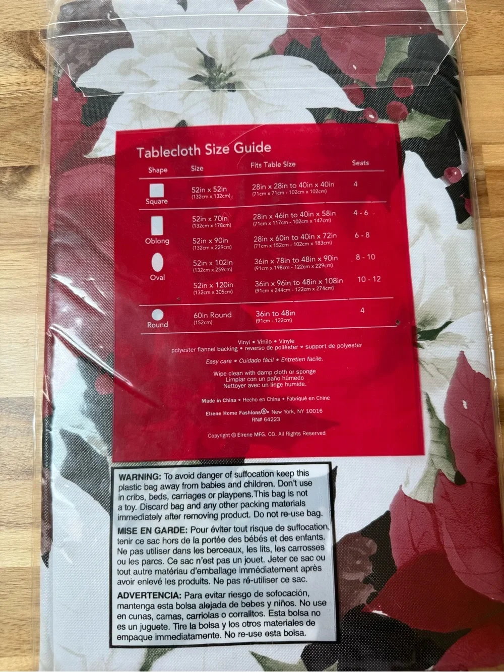 Vinyl Tablecloth - Red & Green Floral